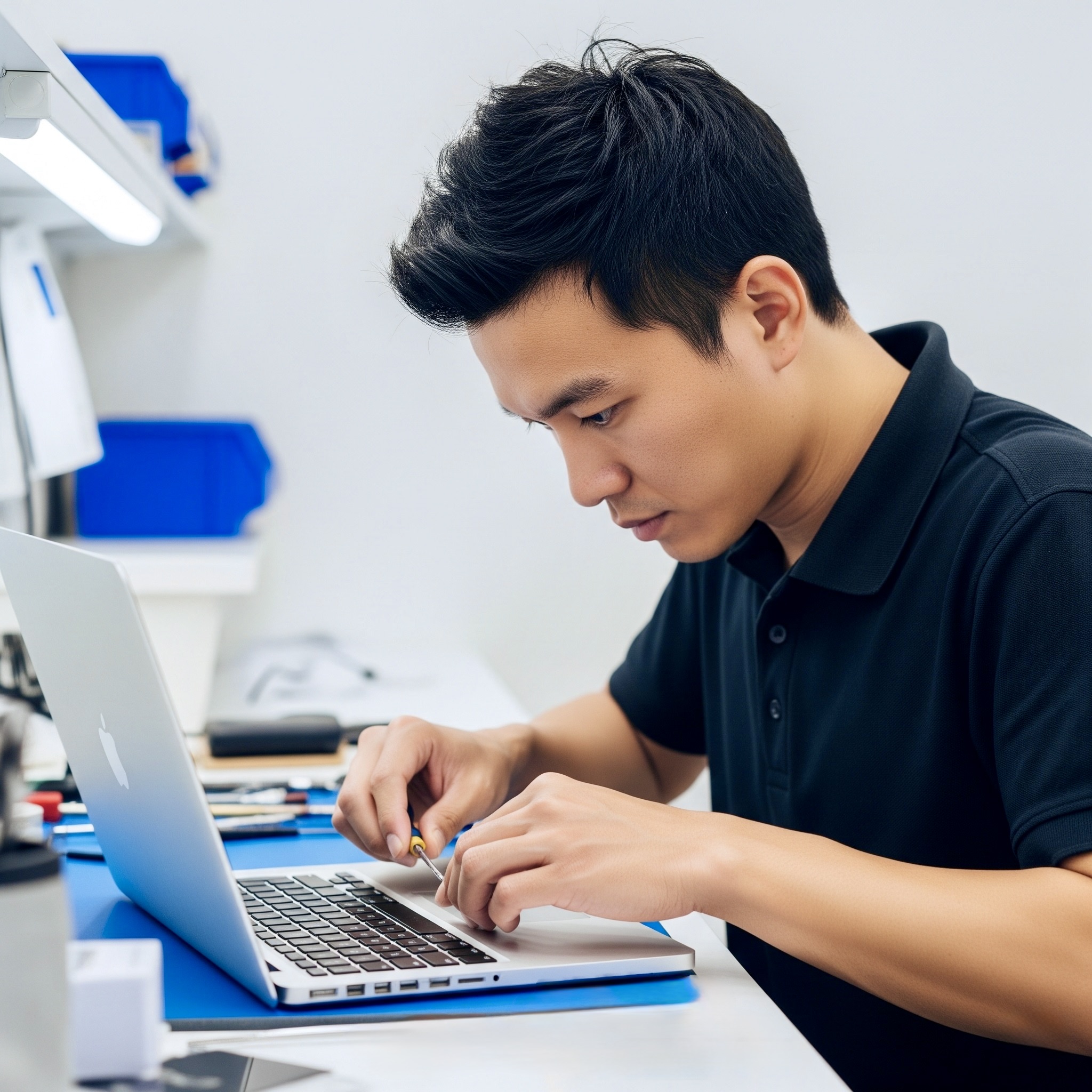 เปลี่ยนแบตเตอรี่ MacBook บวม ลำโพงเปิดไม่ติด